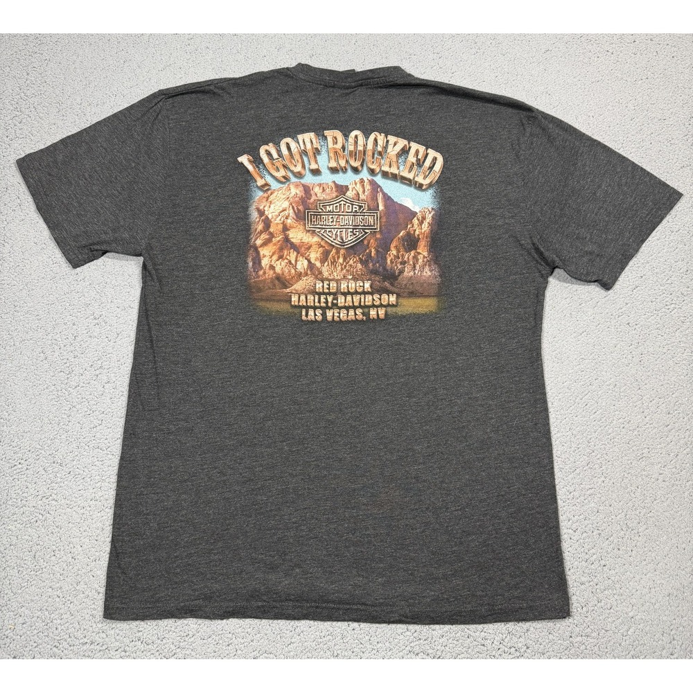 Harley Davidson Shirt Mens XL Gray Red Rock Las Vegas Graphic Motorcycle Tee
